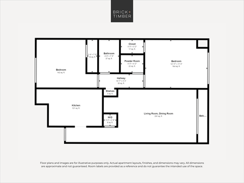 Floor plan for 2 beds, 1.5 baths, 900 sqft